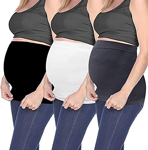 Diravo 3 Pack Womens Maternity Belly Band for Pregnancy Non-Slip Silicone Stretch Pregnancy