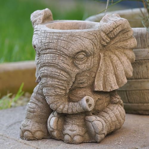 Elefanten-Blumentopf, Stein-Pflanzgefäß, Skulptur, Statue, Beton, Outdoor-Gartendekoration, britische Handarbeit, Skulptur, Geschenk