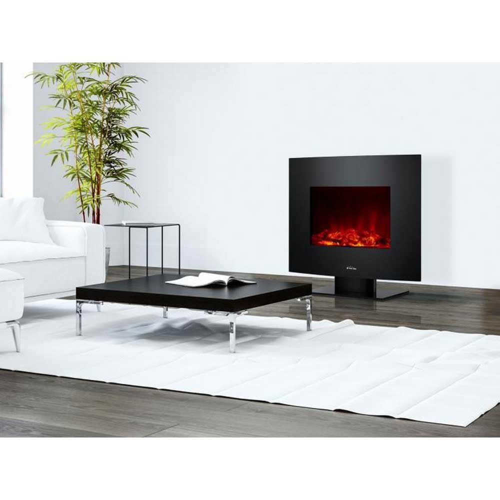 Chimenea Eléctrica, 2000W, Cristal Templado Negro, con pie y Mando a Distancia CHE-340 Purline