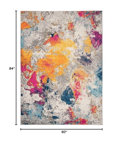 Rugshop Distressed Abstract Watercolor Area Rug, Expertly Woven in Turkey, Fa...