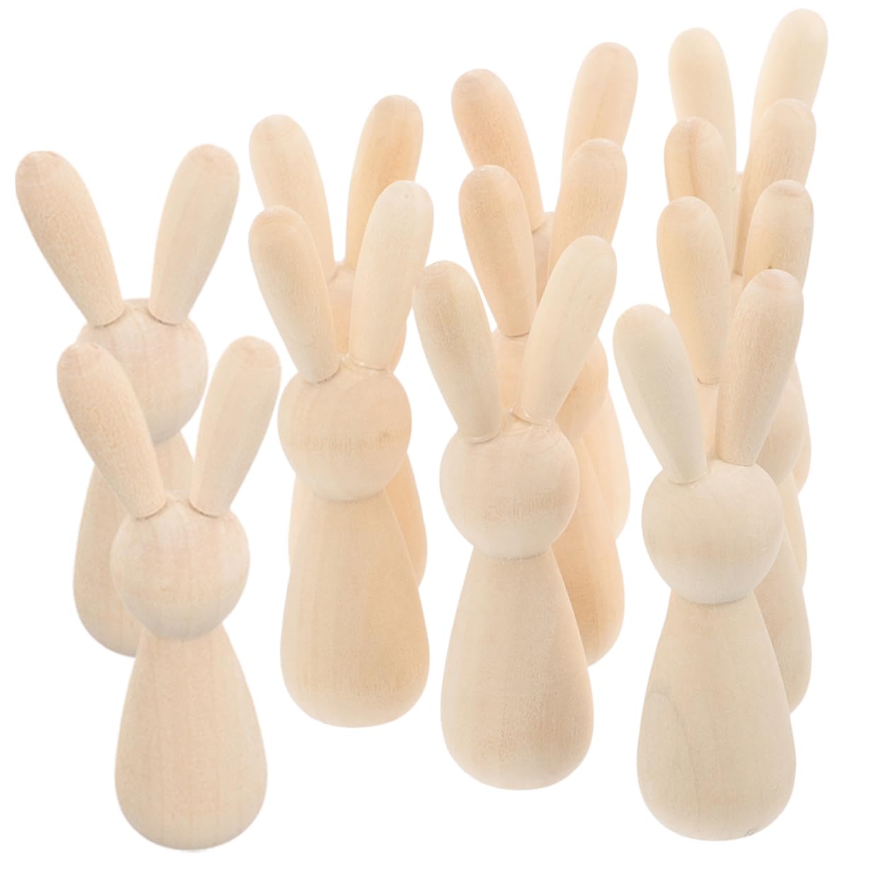 SHINEOFI 4 Juegos Títere De Conejito Figura De Conejo Diy Conejos De Bricolaje Decoraciones De Mesa Bricolaje Y Manualidades Suministros De Bricolaje Para Niños De Madera 12 Uds * 4