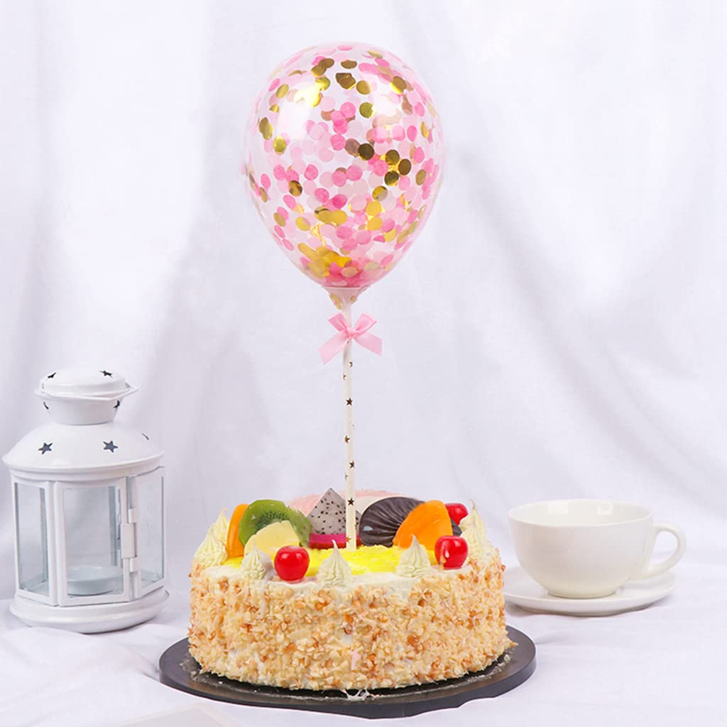 Kit Decorazioni Per Torta Compleanno Oro Rosa – 12 Pezzi: Festone Happy Birthday, Ventagli Di Carta, Stelle E Palloncini Con Coriandoli Per Torte E Cupcake