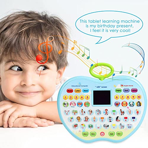 Image of VGRASSP Apple Shape Educational Mini Computer Laptop Toy for Kids LED Display and Fun Music for Learning Alphabets Numbers Words and Animals (Pink)