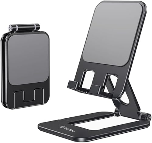 Fully Foldable Phone Stand for Desk, Adjustable Cell Phone Holder with Silicone Pad Compatible with All Smartphones