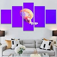 SIGNWIN 5 Panel Canvas Wall Art Neon Clouds for Home Decorations Ready to Hang - 60
