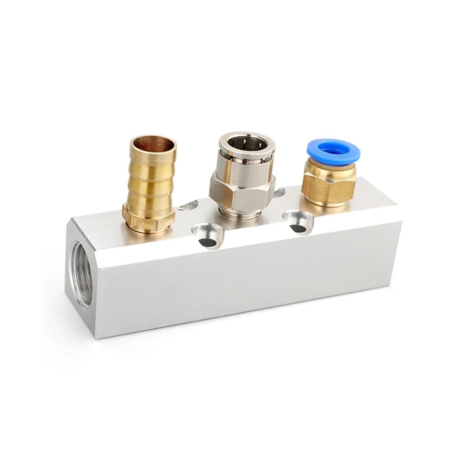 Sistema de lubricación de válvulas Divisor de aluminio, puerto de rosca pt de 1/2 ", 2, 3, 4, 5, 6, 7, 8, 9, 10 vías, conector distribuidor de colector de aire neumático 1/4(SY40 9 Way 11 Port)
