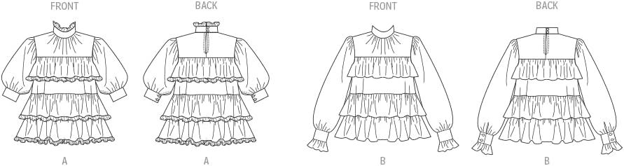 Vogue Misses' Loose-Fitting Baby Doll Top Sewing Pattern Packet, Design Code V2011, Sizes 18-20-22-24-26, Multicolor