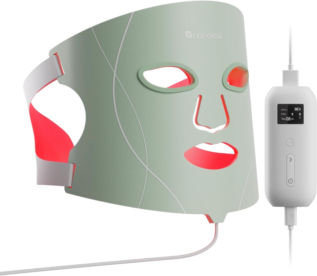 Nanoleaf FDA-Cleared LED Face Mask with 7 Light Therapy Modes - Professional Red, Blue & NIR Light Treatment Device for Wrinkles, Acne & Skin Rejuvenation - 432 LEDs, Rechargeable
