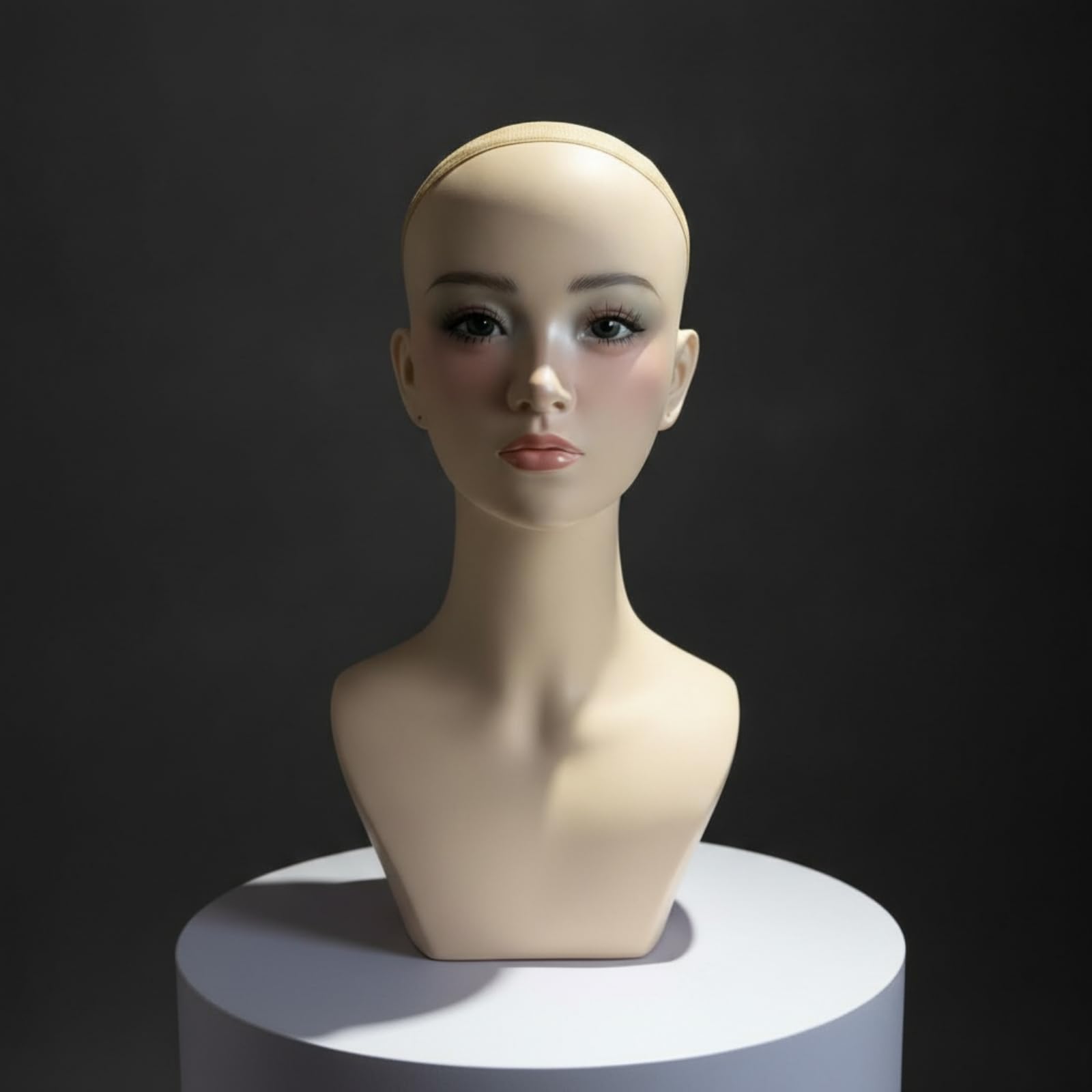 perfk Testa Manichino Donna per Parrucche Espositore Parrucca Busto con Spalle Supporto Display Testa con Collo E Spalle Finitura Realistica in PVC