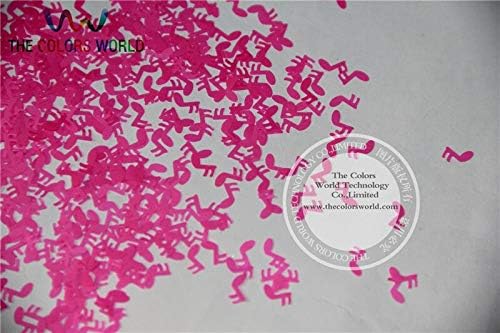 in-J Solvent Resistant Neon Rose-Carmine Color Musical Note Shape Glitter for Nail Polish and DIY Decoration 1Pack =50g