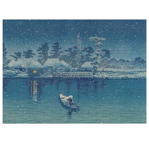 浮世絵 川瀬巴水 牛堀 木製パズル パズル 娯楽 知育玩具 ストレス軽減 減圧 ジグソーパズル 装飾 室内装飾 壁飾り 誕生日プレゼント 初心者向け 子供 大人 200 PCS