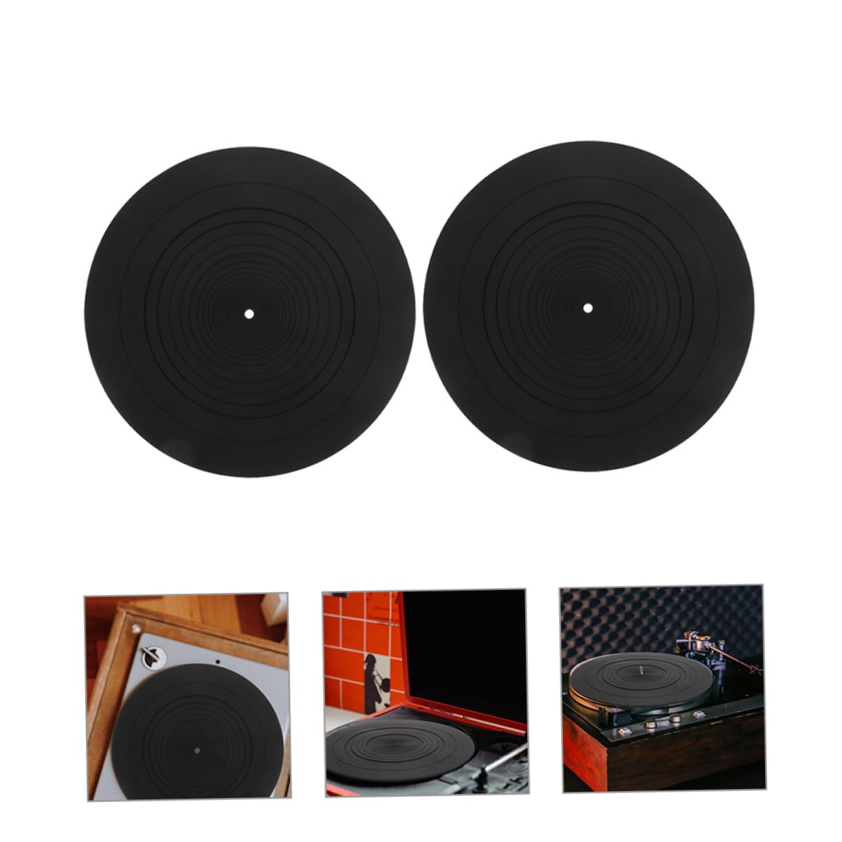 Tappetino in Silicone per Giradischi Nero 2 Pezzi Antistatico | Supporto per Dischi, Ricambio per Protezione del Disco, Superficie Pulita e Stabile per Lettore Vinile