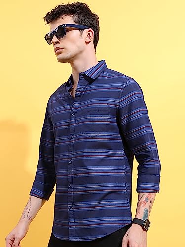 Image of KETCH Men Slim Fit Striped Full Sleeve Shirt
