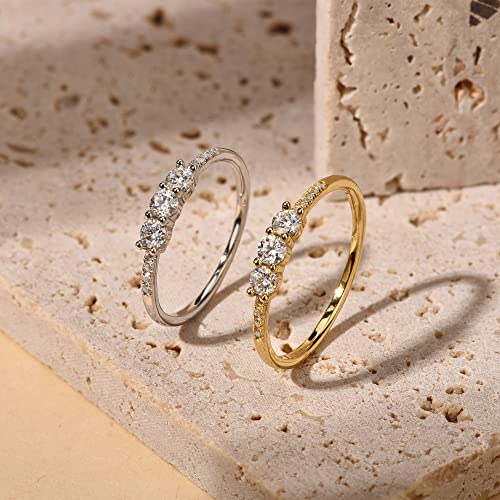 LAVALE Round Cut Moissanite Wedding Band for Women, Brilliant D Color VVS1 Clarity Classic Lab Created Diamond Solitaire Ring 18K White Yellow Rose Gold Vermeil 4 Claw Knife Edge Moissanite Rings4