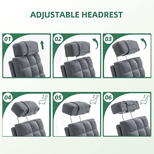 Mellcom Accent Recliner With Ottoman, Fabric Arm Club Chair With Adjustable Backrest And Headrest And Side Pocket, Single Sofa Chair For Living Room, Bedroom, Office, Dorm #TOP4