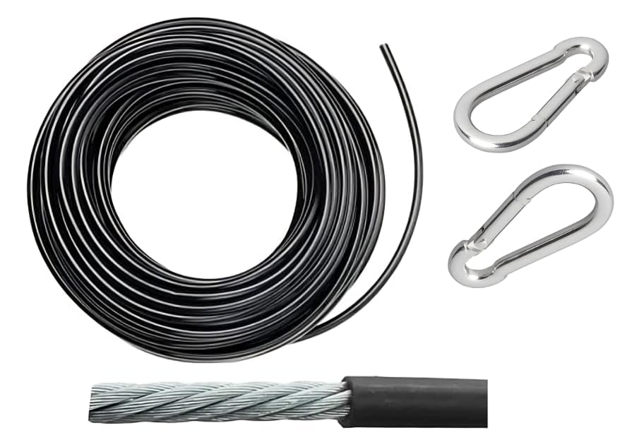 ZEDI Gym Machine Cable Wire with Locking Kit – 6mm Thick 5 Meter Length – Heavy Duty Steel Wire with 2 Free Snap Hooks – Black-image-27