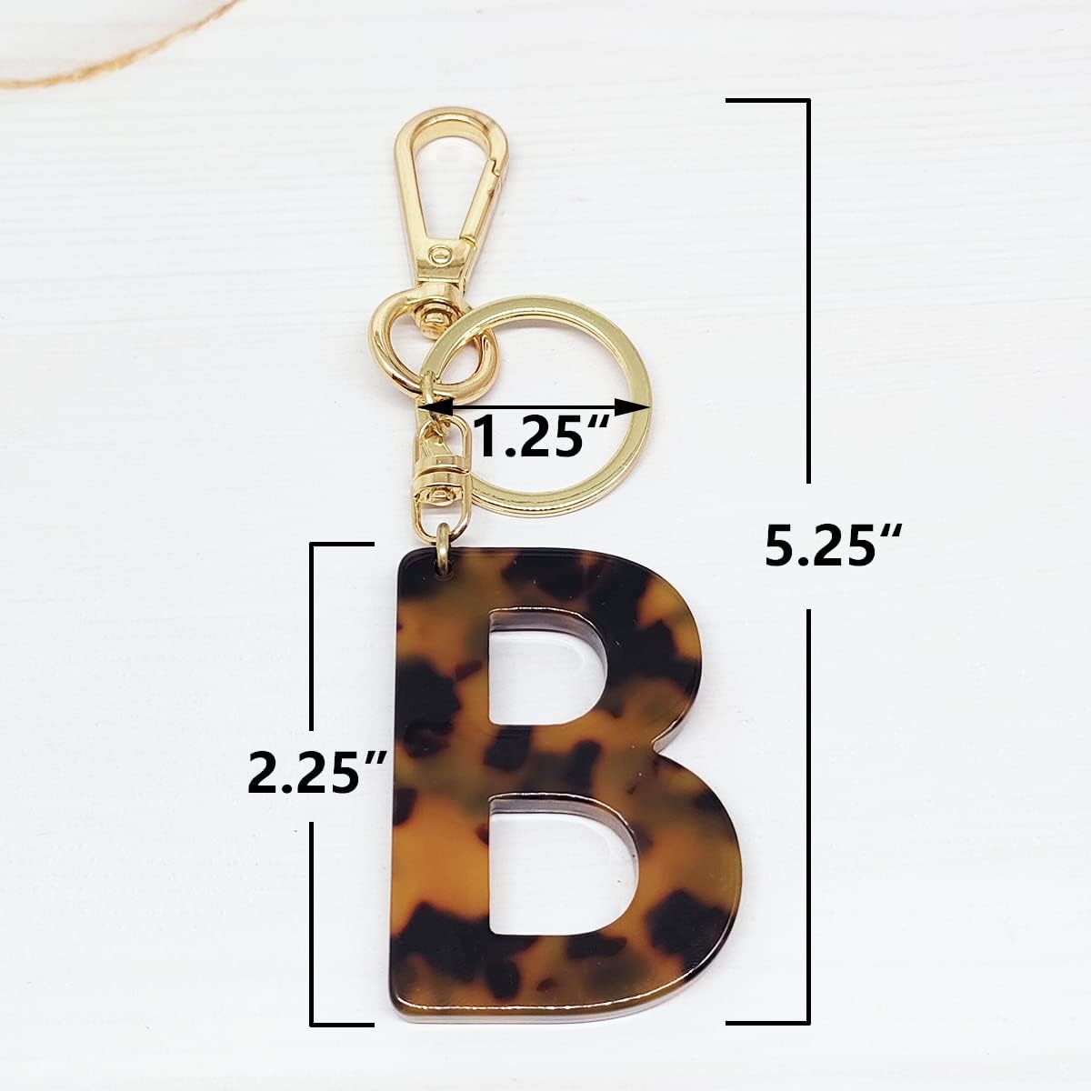 Junyuerly Letter Key Chains Accessories for Women and Girls,Gold Initial Key Ring Leopard print Bag Charm for Car Keys - Image 2