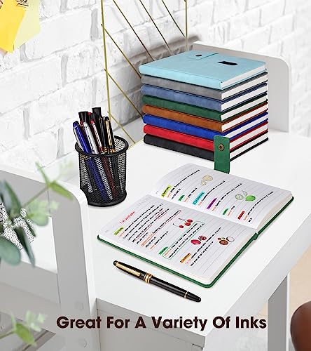 Image of Lined Journal Notebook with Pen, A5 Personalized Hardcover Leather Journal for Men Women, 200 Pages 100 GSM Thick Paper College Ruled Notebooks for Work Travel School Writing Diary 5.9 inch X 8.4 inch Green