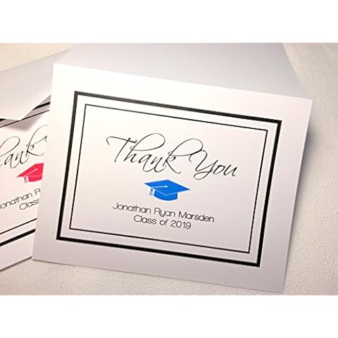Pen & Pad Stationers Personalized Graduation Thank You Note Cards with Envelopes. Choose Your School Color! Custom Printed. Choose Sets of 50 or 20. Blank Inside. White Folding Cards. (20) Cover