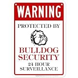 Warning Protected By Bulldog Security Sign, 10x7 Inches, Rust Free .040 Aluminum, Fade Resistant, Made in USA by My Sign Center