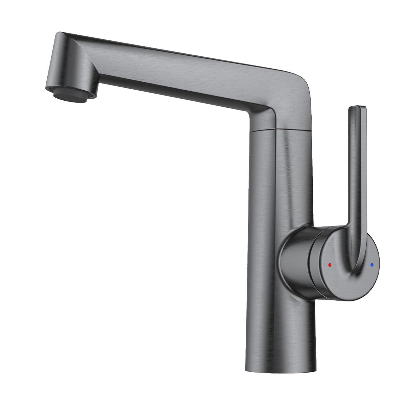Itnxvkges Gun Gray Modern Mixer Tap Bathroom Sink Brass Basin Tap 360° Swivel In Brass With 2 Modes Gray