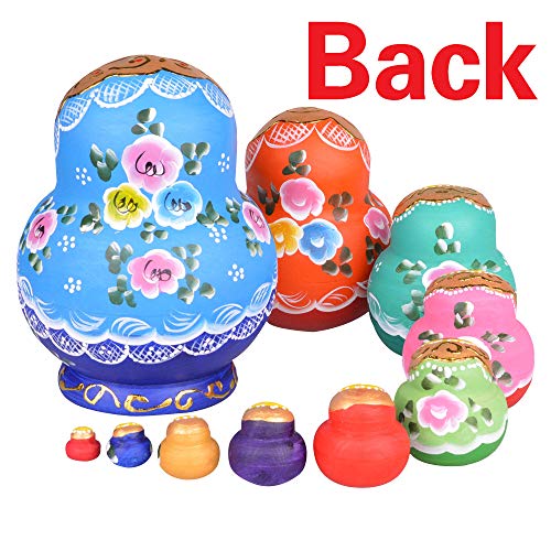 YAKELUS professionelle Matrjoschka-Marke 10 Stücken Matroschka, Matruschka, Matrjoschka,Russian Nesting Dolls,10-TLG handgemacht Das Lindenholz Geschenk Spielzeug1084