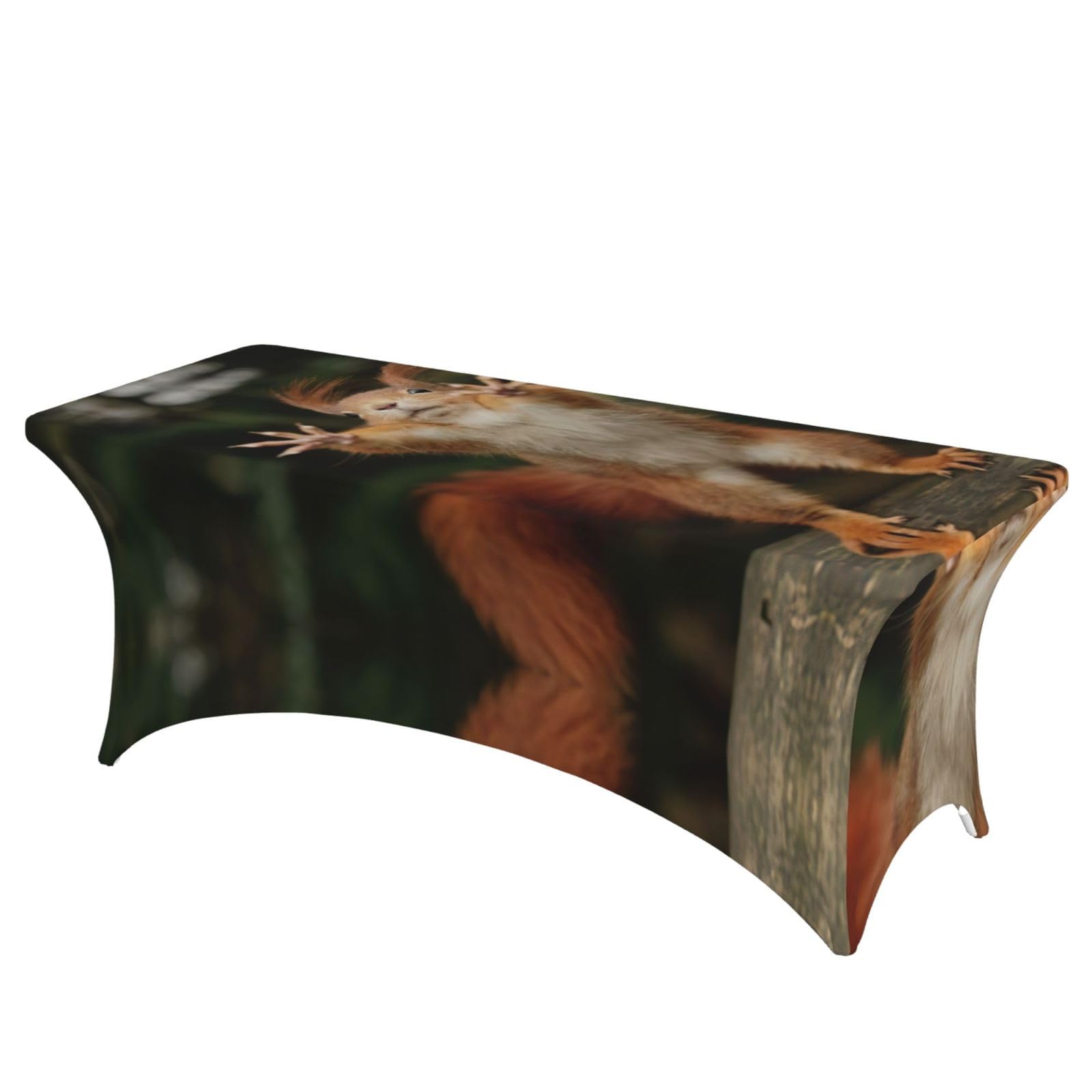 Housse de table rectangulaire extensible élasthanne imprimé écureuil amusant 1.8m