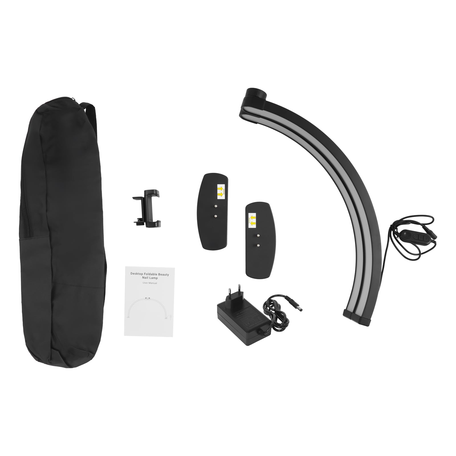 38W Halbmond Lampe für Nagel Schreibtisch (Schwarz) | Klappbar LED Nagel Schreibtisch Lampe 364 LED-Chips 10 Einstellstufen 73.8×38cm für Make-up, Maniküre usw