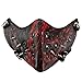 JewelryWe Motorrad Maske Gothic Punk Sturmmaske Skimaske Tarnmaske Half Face Gesicht Maske - Spike Spitze Nieten Schwarz Rot
