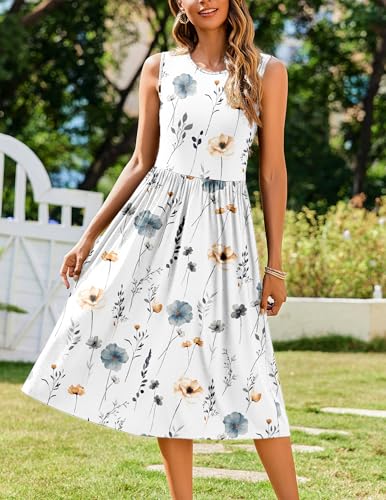 Image of Zeagoo Women's Summer Tank Midi Dress with Pockets Floral Sleeveless A-Line Casual Loose T-Shirt Dresses Beach Sundress 2026
