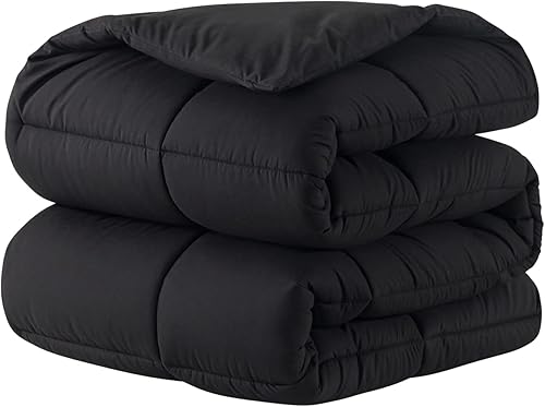 Miniatura 8 de DOWNCOOL - Edredones para todas las estaciones, edredón ligero de relleno alternativo, calidad hotel, con trabillas en las esquinas (color negro,