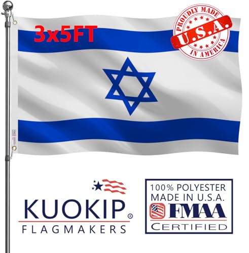 Double Sided The State of Israel Flag 3x5 Made in USA Outdoor Heavy Duty 3 Ply Polyester The Israeli ISR Flags with White Starting Tape and 2 Brass Grommets