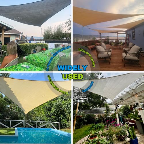 Toldo vela rectangular 3x3.5m beige parasol de HDPE transpirable para exterior 6