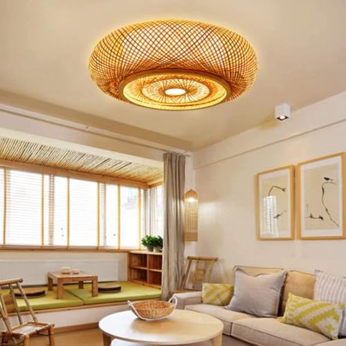Planchas de bambú en lámpara de techo empotrada para iluminar techos bajos con estilo zen 3