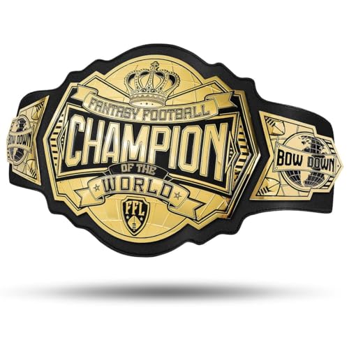 TrophySmack World Heavyweight Fantasy Football Championship Belt - 6lb Heavy Metal Title - Premium FFL League Trophy Champion Award for Winners Bold Hardware Double-Stitched Synthetic Leather