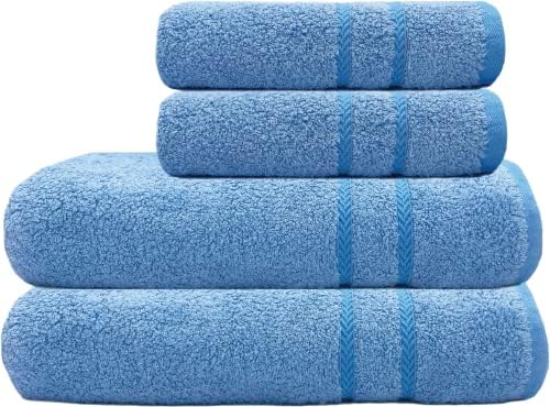 Kyniog Bamboo Hand Towels for Bathroom - Set of 2 - Ultra Absorbent, Lightweight & Antibacterial - 550 GSM, 70% Bamboo 30% Cotton- Face Towels, Pale Blue 90x50 cm - Gym Towel Set of 2