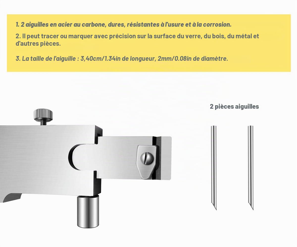 Pieds à coulisse vernier croisé parallèle 0–20 cm avec 2 aiguilles à tracer en carbure de tungstène, pied à coulisse en acier inoxydable, jauge de marquage