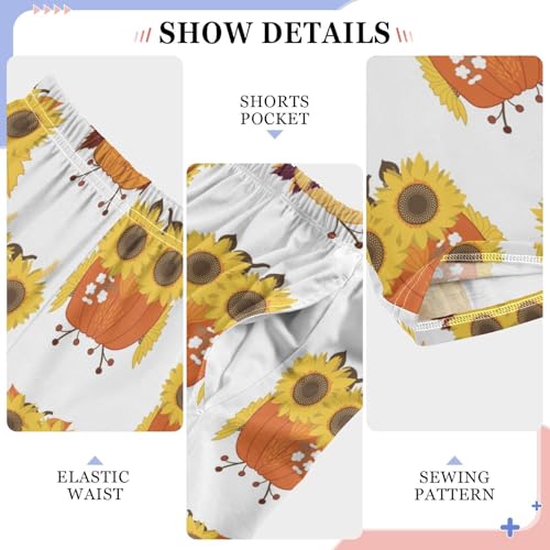 Owl Sunflower Glasses Boys Long Pants Soft Trousers Elastic Waist Kids Lounge Bottoms with Pockets S-XL4