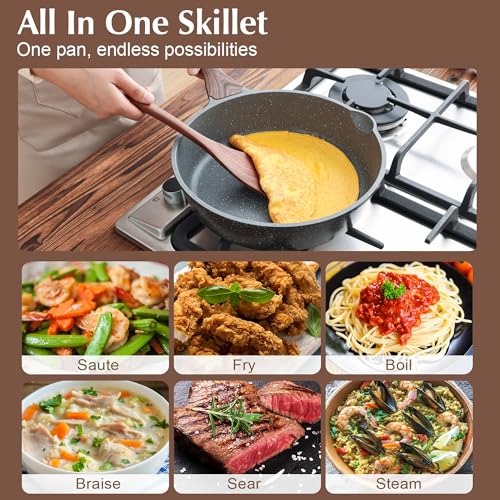 Image of SENSARTE Nonstick Cookware Set 16-Piece, Healthy Pots and Pans Set, Non-stick Kitchen Cooking Set with Stay-Cool Handles, Silicone Utensils and Pot Protectors, PFOA Free