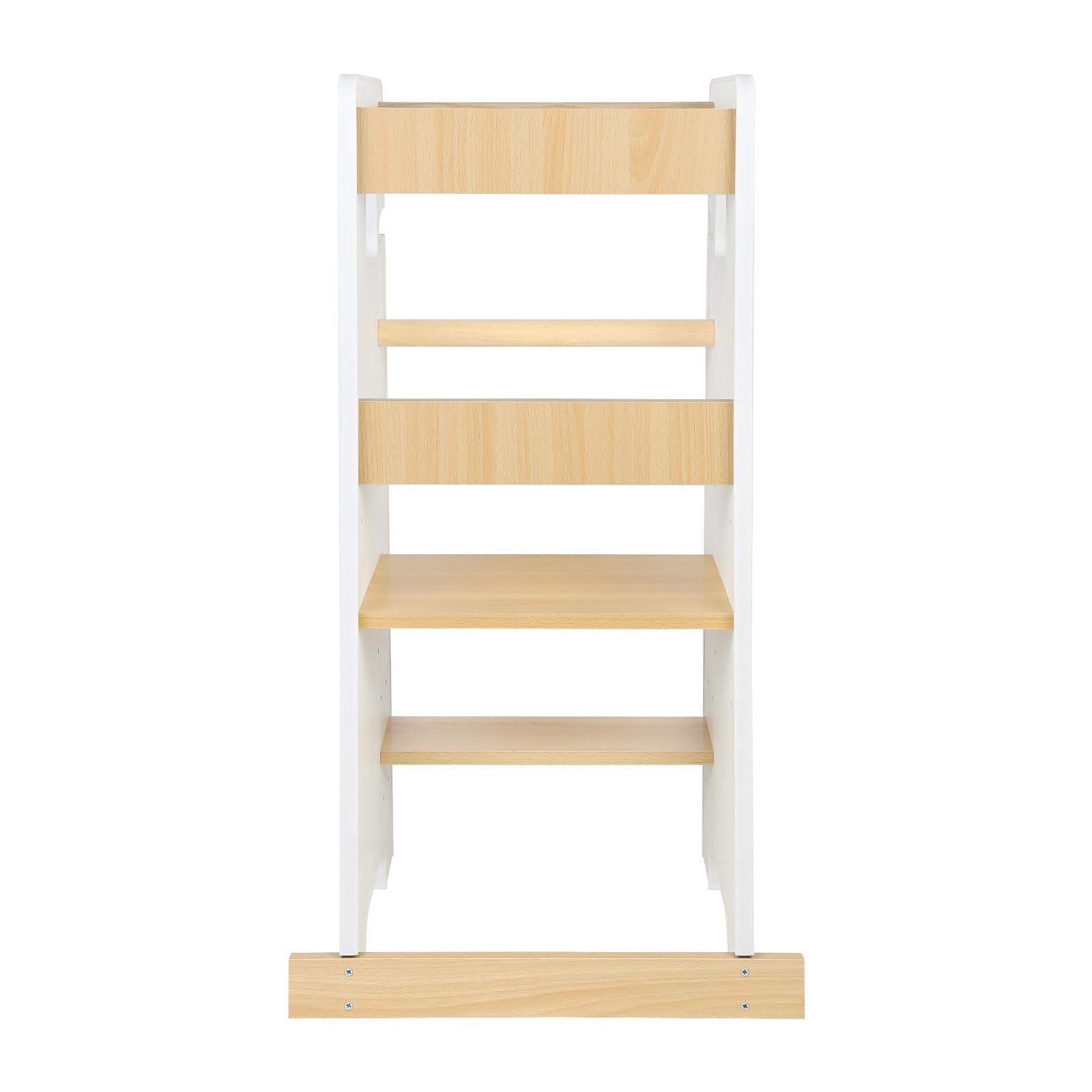 Beobachtungsturm für Kinder mit rutschfesten Streifen – Lernturm aus Holz höhenverstellbar – Montessori Hocker für Kinder Baby ab Ständer – 90 x 42 x 40 cm, Weiß