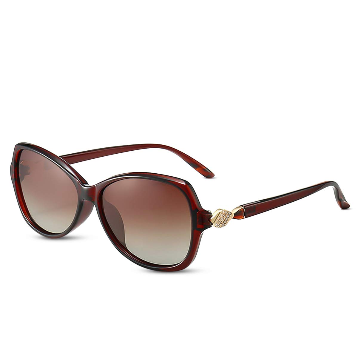 LumiSyne Polarized Sunglasses Women Fashion Gradient Lenses Elegant Exquisite Diamond Decorated Frame UV400 Protection Oversized Style Eyewear Outdoor Travel Gift