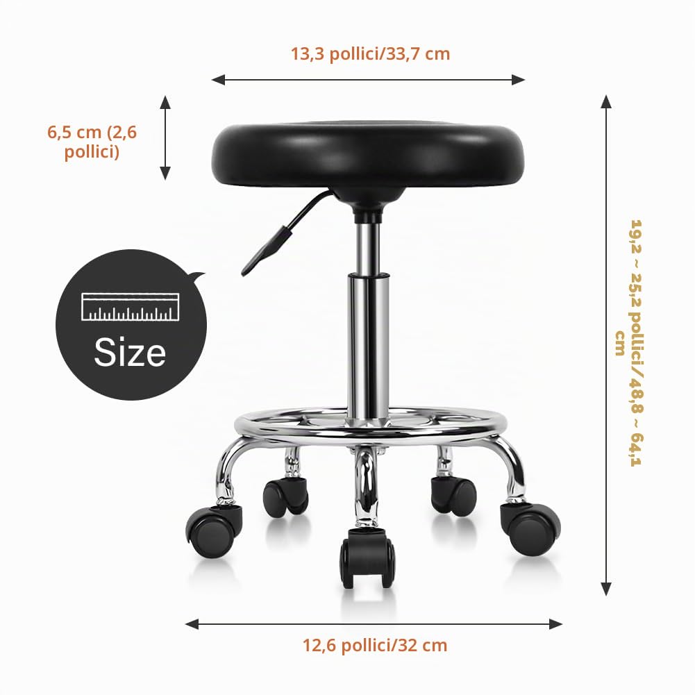 KKTONER Sedia da lavoro regolabile in altezza con schienale basso in pelle PU (Black)
