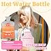HAOCEE Wärmflasche mit Bezug, 2L Wärmeflasche Groß Flauschig,Wärmflaschen mit Känguru-Tasche,Auslaufsicher und Getestet, Bettflasche lange warm, Hot Water Bottle (Rosa)