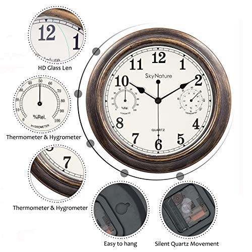Reloj de pared sin tic-tac de 30 cm con higrómetro para un descanso total 4