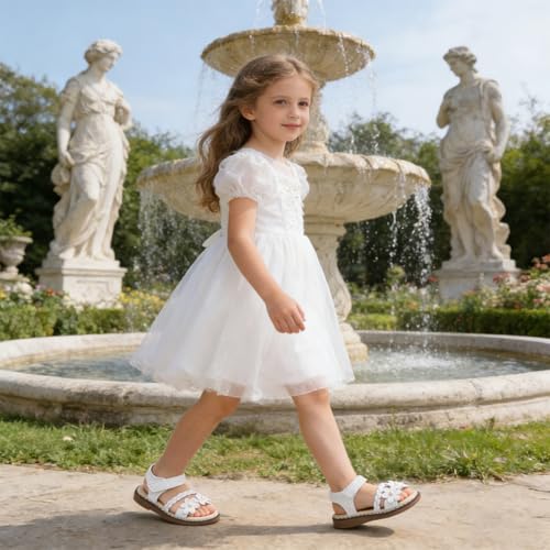 Image of Toddler Girls Sandals Little Girl Summer Flat Sandal Baby Open Toe Outdoor Beach Holiday Dress Shoes