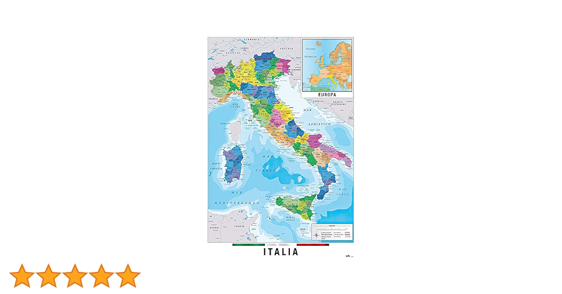 Amazon.co.jp: イタリアの地図 - ポスター/プリント (イタリア語