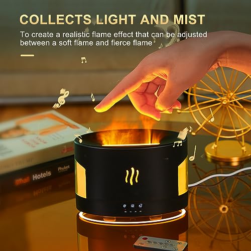 450ML Flame Diffuser-Volcano Diffuser-with Remote Control, Bluetooth Speaker & White Noise Function, Flame humidifier fire Diffuser for Bedroom Home Office Yoga Gym - Image 5