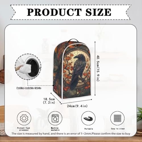 Image of Talayituse Crow Painted Glass Print Blender Dust Cover, Fingerprint Protection Cover for Stand Mixer or Coffee Machine, Home Kitchen Appliance Covers for Stain Dust Resistant Supplies