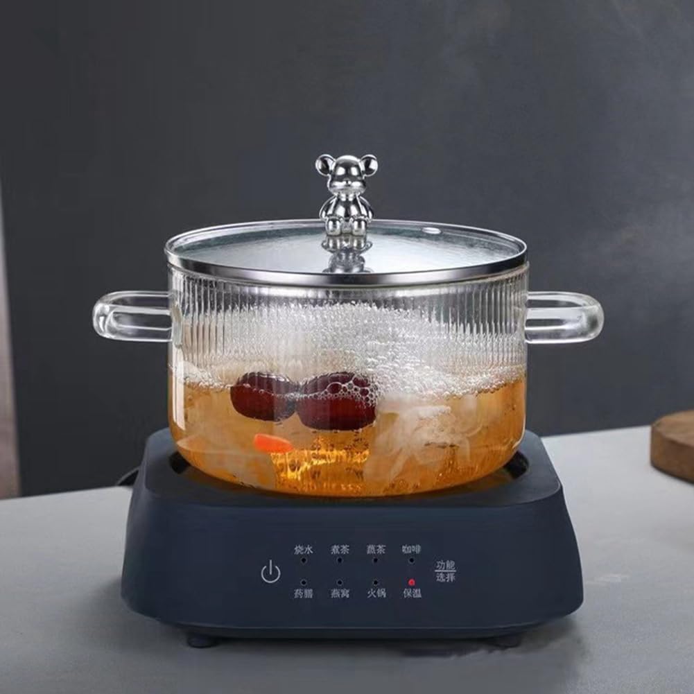Casserole En Verre Borosilicate 1,6L - Transparente, Deux Poignées, Couvercle, Résiste De -20°F à 300°F, Couleur Or