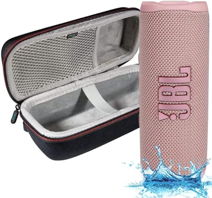 JBL Flip 6 - Waterproof Portable Bluetooth Speaker, Powerful Sound and deep bass, IPX7 Waterproof, 12 Hours of Playtime with Megen Hardshell Case - Pink
